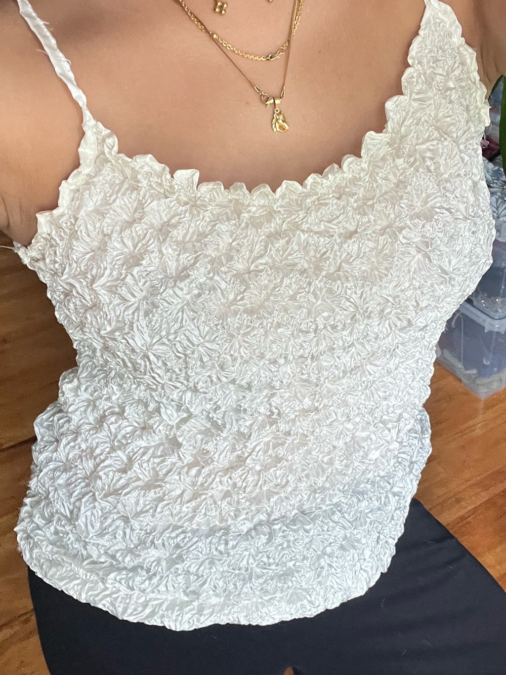 Vintage White popcorn cami